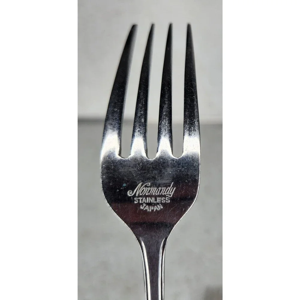 Vintage Flatware NORMANDY Stainless Rose Floral Salad & Dinner Fork Japan